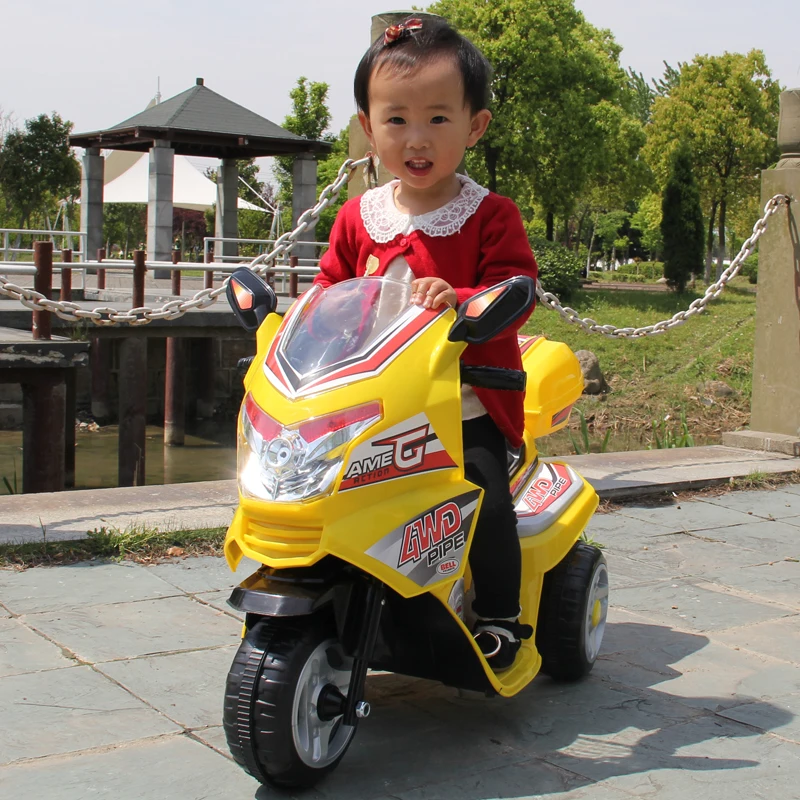Children's electric three-wheeled motorcycle can sit baby toy car rechargeable stroller 1-3 years old