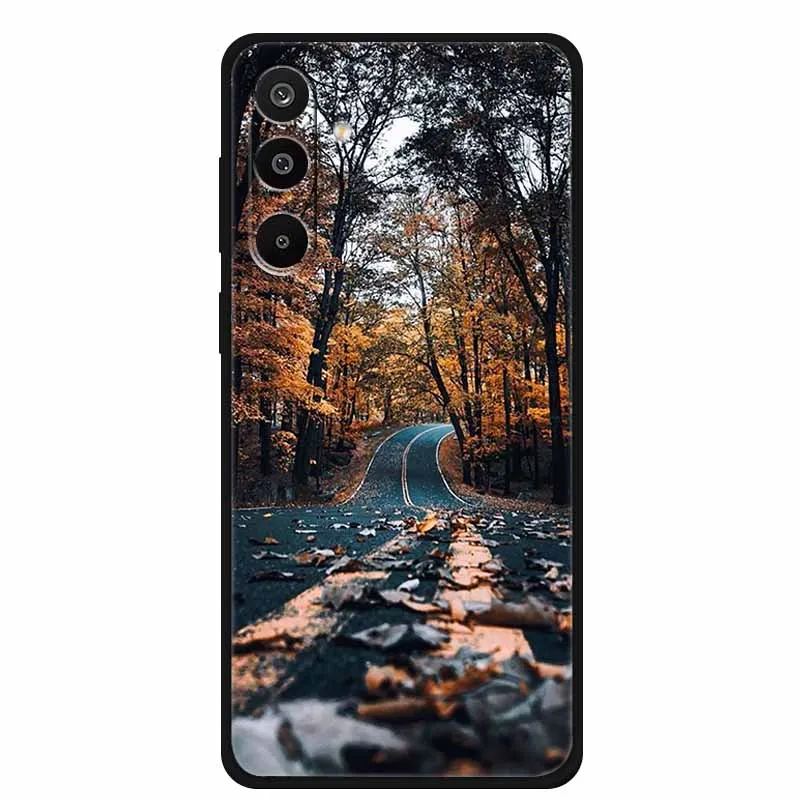 Floral Printed Silicone Phone Case - Black TPU Cover