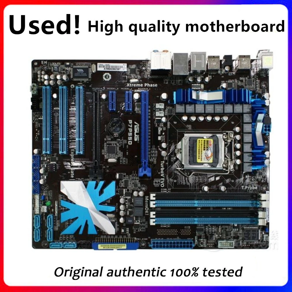 

For ASUS P7P55D Motherboard LGA 1156 DDR3 16GB For Intel P55 P7P55 Desktop Mainboard SATA II PCI-E X16 Used AMI BIOS