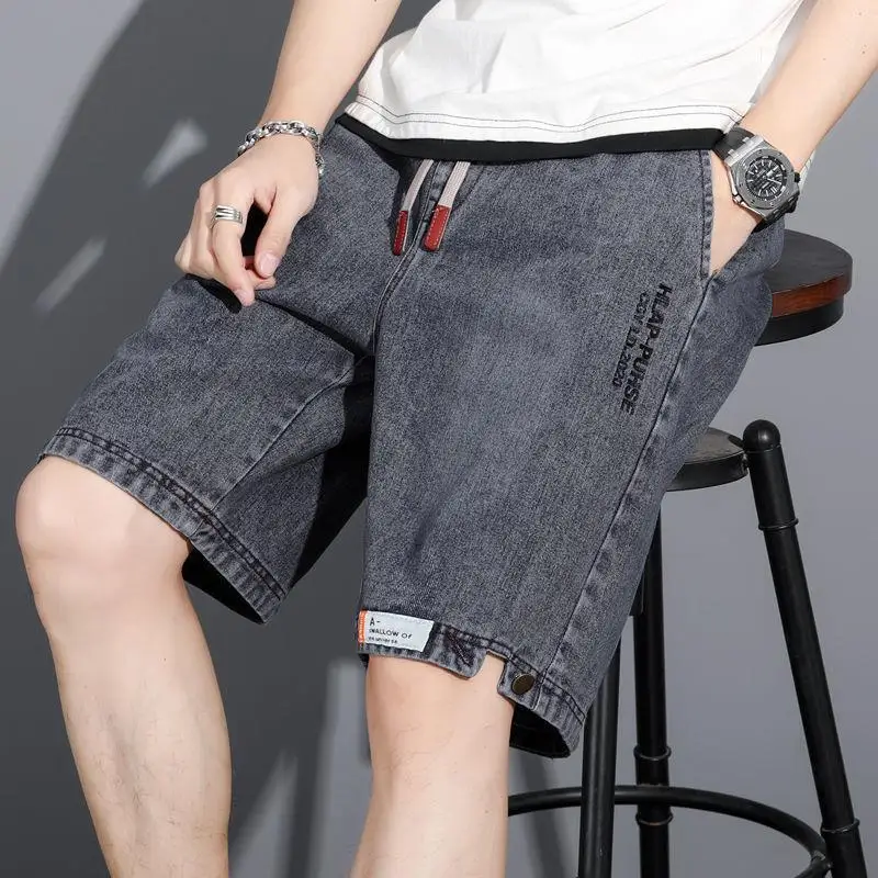 Summer Men's Thin Denim Shorts Fashion Beach Loose Fitting Casual Handsome Cropped Pants Versatile Straight Leg Capris