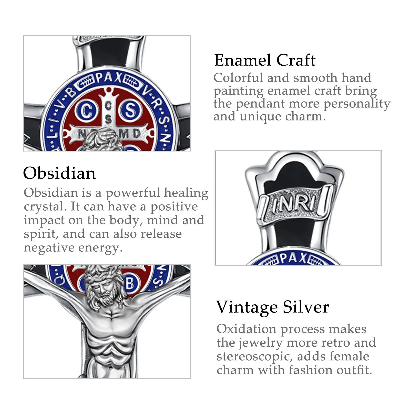 Holy Armor Benedictine Cross Silver Necklace - Image 8