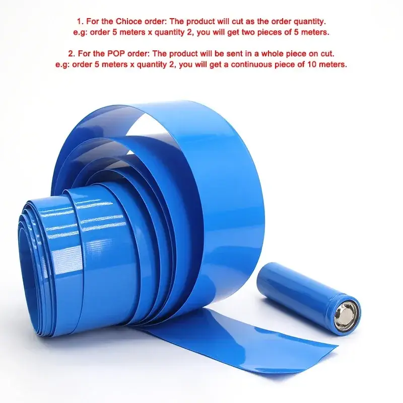 18650 PVC Heat Shrink Tube Battery Pack Blue Width 29.5mm~300mm Insulated Protection Film Wrap Lithium Case Cable Sleeve - Image 3