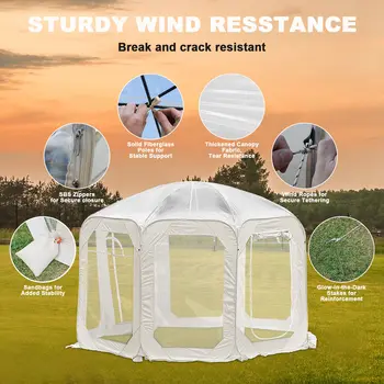 Outdoor Transparent Tent Portable Folding Camping Thickening Tent Starry Sky Bubble House Shade Winter Sunshine Wind/Waterproof 5