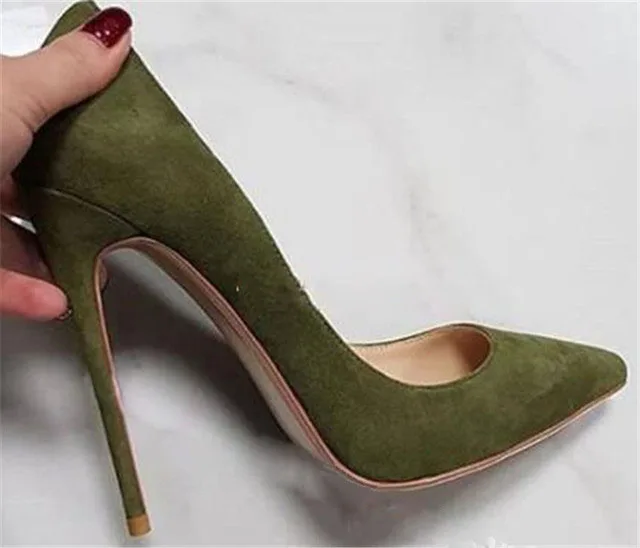 Sexy Solid Suede 12cm Stiletto Heels Pumps Slip-On Pointed Toe High Heels Women office Lady Dress Shoes