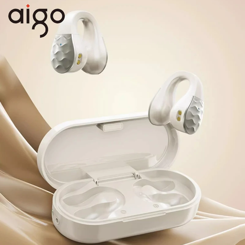Беспроводная Спортивная Bluetooth-гарнитура Aigo SA03, TWS динамические наушники для Мобильный телефон 5.3 Type-c с воздушной костной проводимостью, зажим для ушей