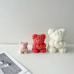 Rose Bear Heart Mold Flower Valentine'day DIY Mold Heart Shape Silicone Candle Mould