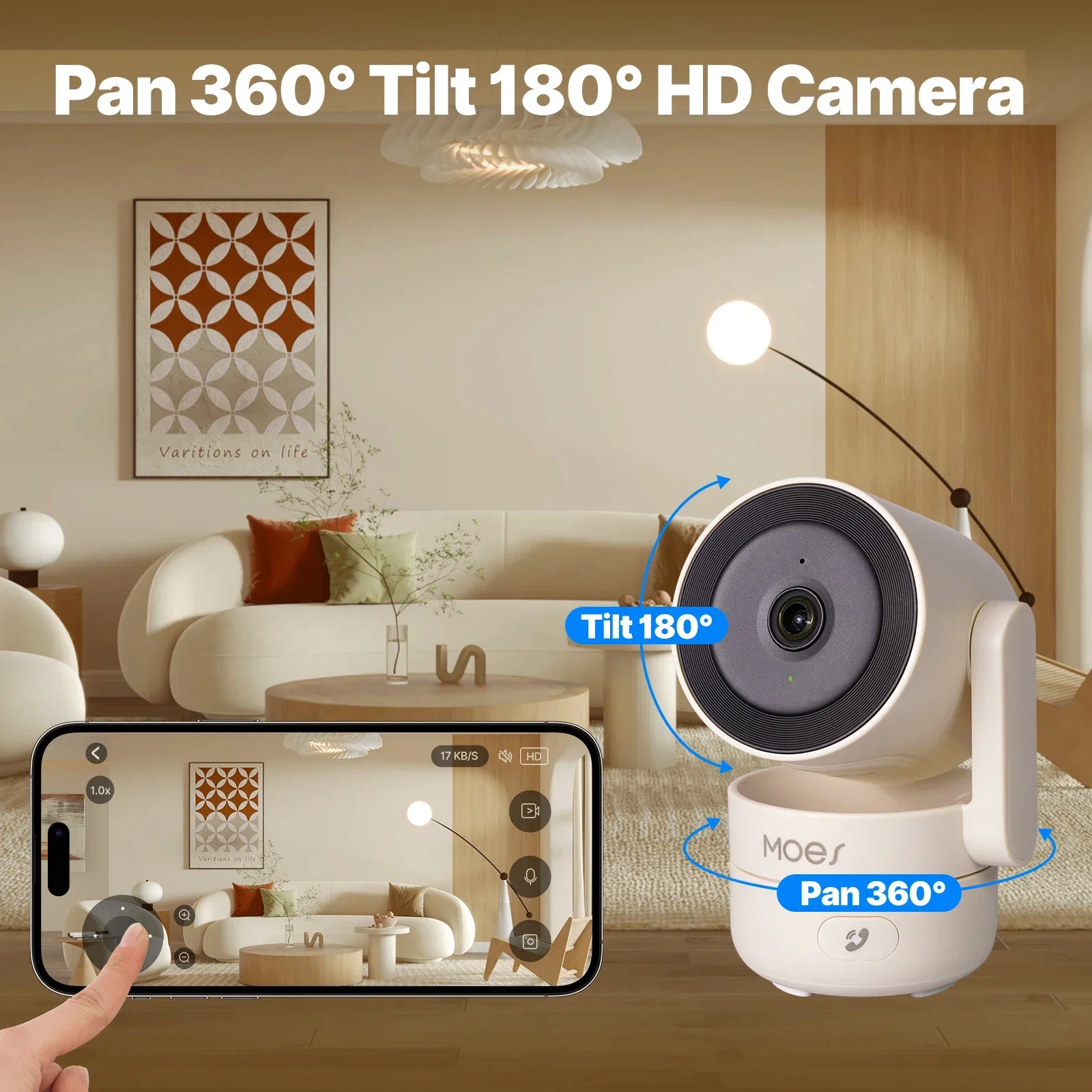 MOES Tuya Wi-Fi 6 Smart Indoor 4MP HD Security Pan/Tilt Camera Motion Tracking & Sound Detection Infrared Night Vision Monitor 4