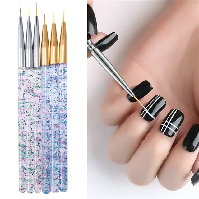 1pcs French Stripe Nail Art Liner Brush Painting Pen Tools Acrylic UV Gel  Drawing Brush For Manicure Professional Salon Design - AliExpress