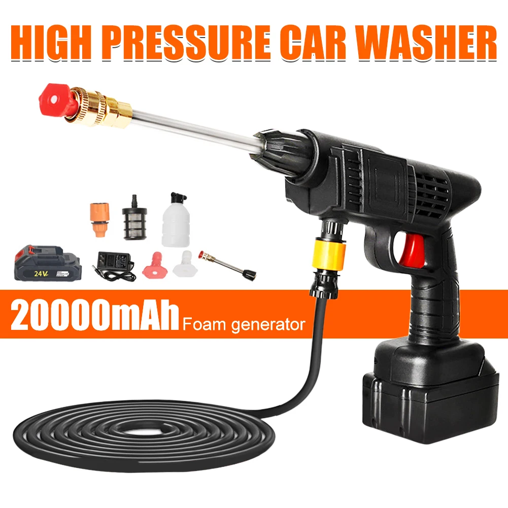 

30BAR 20000mAh Wireless High Pressure Car Washer Self Priming Sustain 40min Washing 300W Car Wash Water Gun With Li-ion Battery