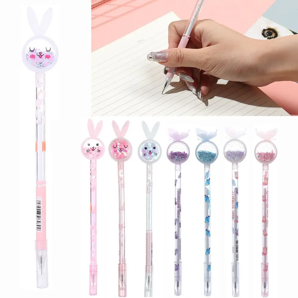 

Cute Kids Sequin Rabbit Butterfly Gel Pen Stationery Student Supplies 0.5mm Pen