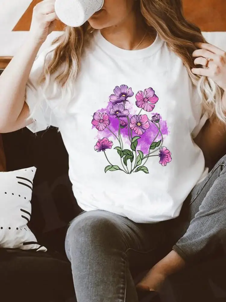 

Футболка женская с коротким рукавом, милый топ в акварельном стиле 90-х, футболка с принтом, одежда с графическим принтом, лето-весна