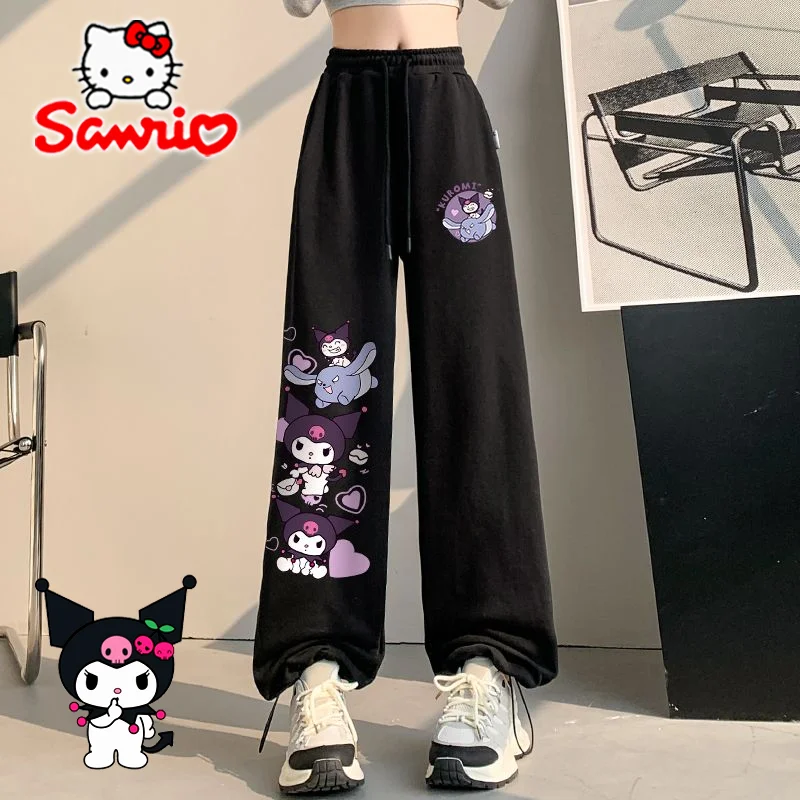 Sanrio-Kuromi-pantalones-de-pierna-ancha-para-mujer-ropa-de-calle-de ...