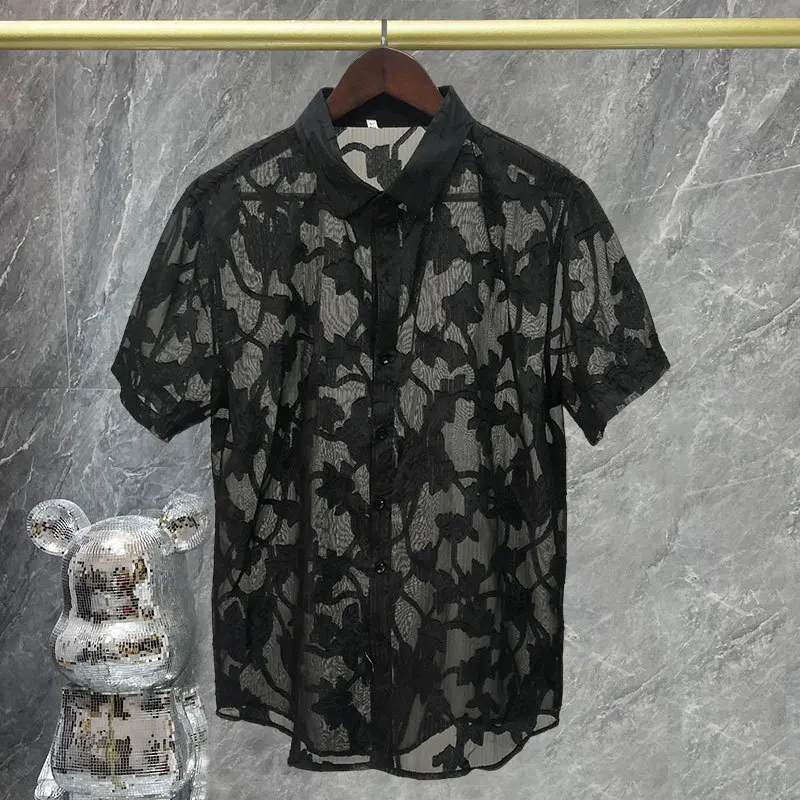 2023Men Contrasting Abstract Pattern Print Shirt Short Sleeve Casual Shirt  Streetwear Camisa Fashion Masculina Shirt Moda Hombre - AliExpress