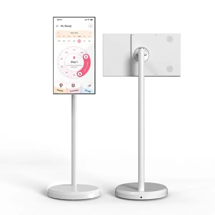 2024 인기 휴대용 TV 배터리 장착, 피트니스 게임 비디오, 안드로이드 터치 스크린, 스마트 TV 스마트 광고, 21.5 인치 스탠드 