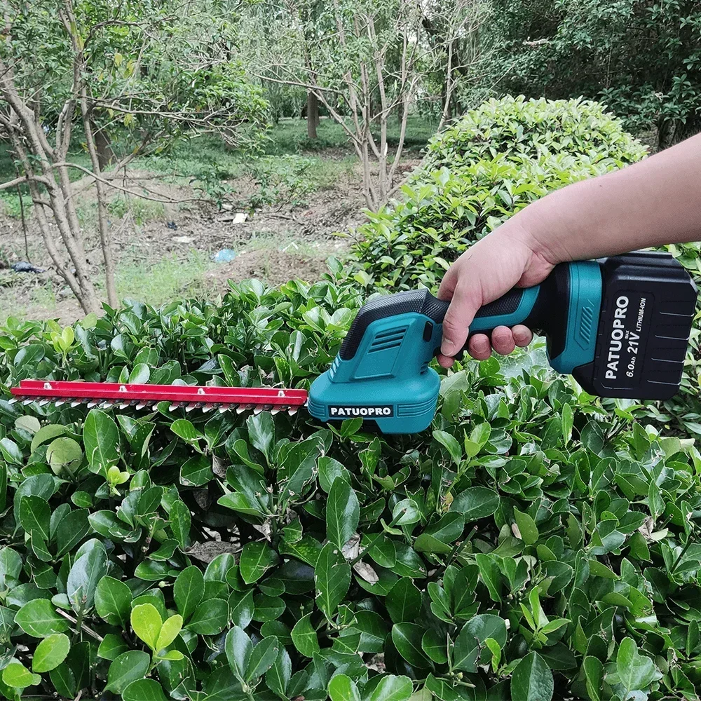 2 IN 1 Cordless Electric Hedge Trimmer Shears 21v Rechargeable Handheld Grass Cutter Garden Hedge Trimmer Fit Makita 18V Battery 6