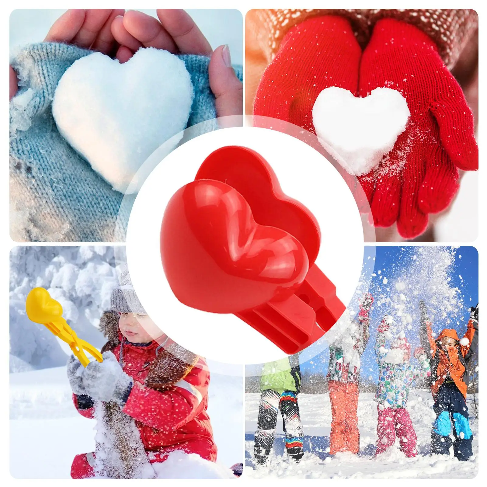 Kids Snowball Maker Cute Snowball Maker Tool Winter Outdoor Love Heart Shaped Snow Ball Maker For Kids & Adults Snow Ball Fights 4
