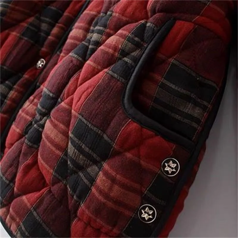 Women's coat Foreign trade Italian brand cut label 2022 winter cotton coat New plaid cotton jacket Western fashion cotton coat X