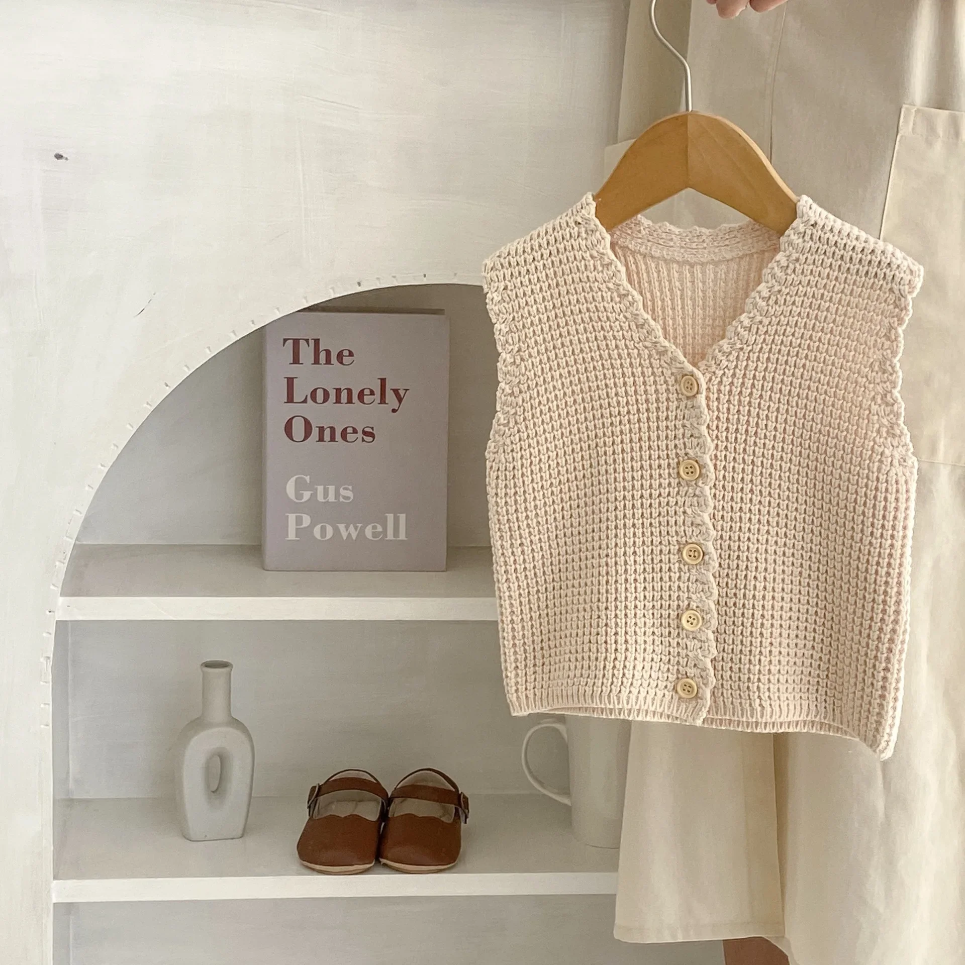 

Повседневные осенние вязаные жилеты для детской одежды, розовые однобортные безрукавки для девочек, детская верхняя одежда