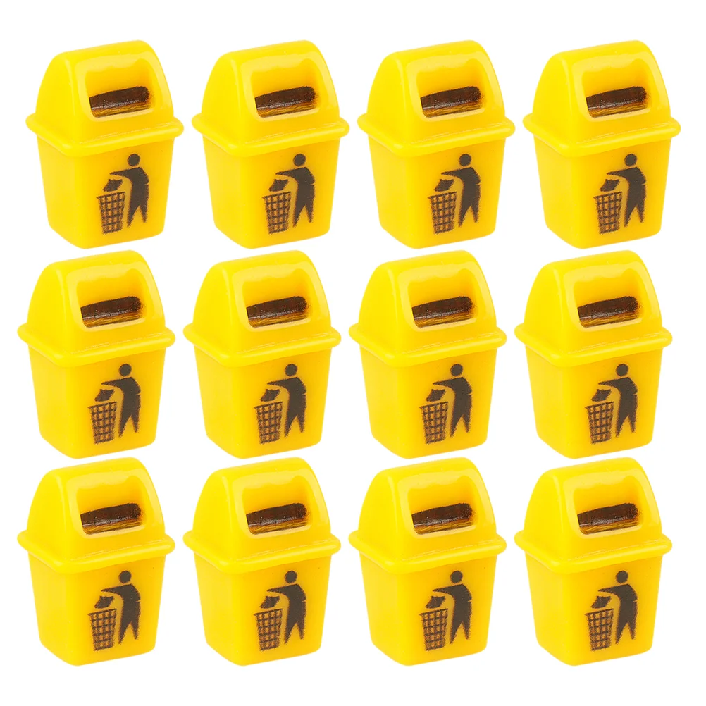 12pcs Dollhouse Trash Can Miniature Garbage Can Mini Waste Containers Prop Mini Trash Can Model