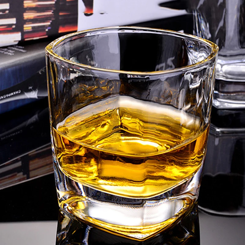 Wine Glass 235ml Thickened Bottom Square Water Bottle Thick Glass Tumbler Old Fashioned Transparent Coffee Cups Juice Cup