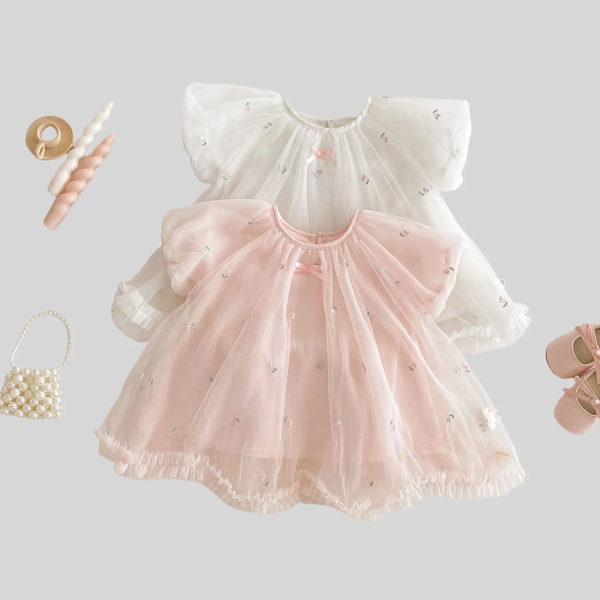 Summer New Girls Princess Dress Lightweight Breathable Korean Sweet Style Embroidery Dress For Girls