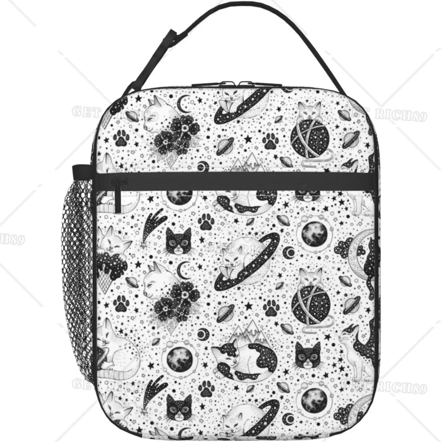 

Изолированная сумка для ланча Goth Cat Galaxy для женщин и мужчин, многоразовая вместительная и Высококачественная коробка для ланча для офиса и путешествий