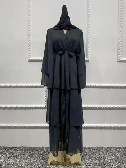 Robe longue en mousseline de soie pour femmes musulmanes, Abaya ouverte, Dubaï, Turquie, Islam, Arabe, Robe musulmane, Caftan marocain