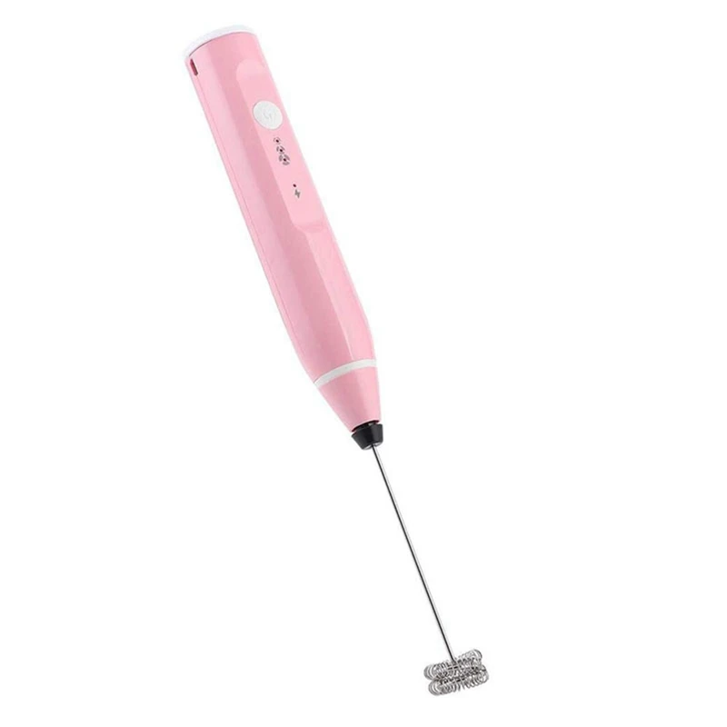 Mini Electric Handheld Milk Frother Electric Blender With USB Electrical Maker Whisk Mixer For Milk Frother Cappuccino Pink