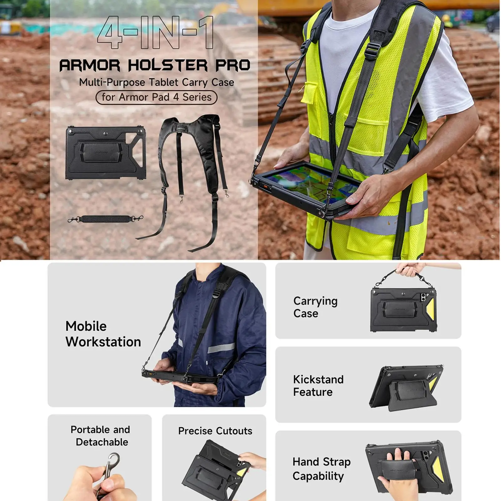 For Ulefone Armor Pad 4 Series Ulefone 4 in 1 Multi-purpose Tablet Carry Case