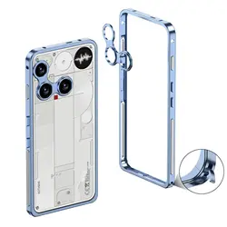 Fashionable Shock - resistant Metal Frame Case with Fine Hole Lens and Skin - friendly Design for Nothing Phone (3) (Blue)