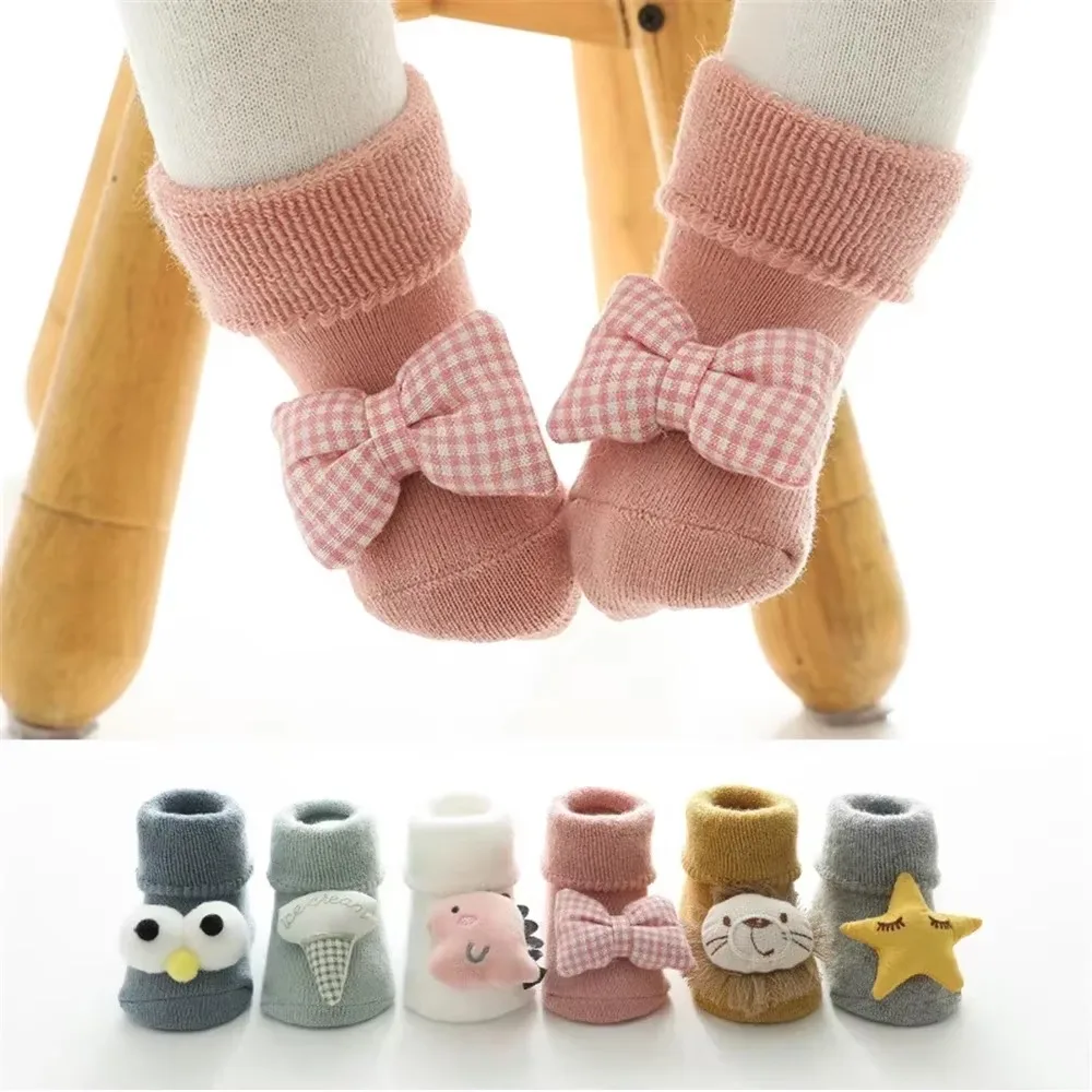 Baby Cartoon Cotton Socks for Newborns Non-slip Toddler Infant Winter Socks Kids Floor for Girls Boys Clothing Xmas cotton socks