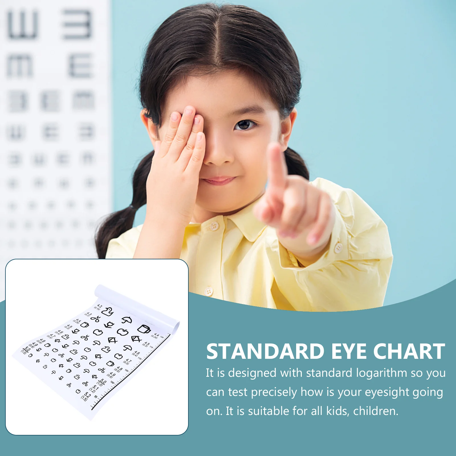 Chart Eye Vision Visual Exam Kids Snellen Color Test Distancetesting Charts Poster Occluder Acuity Wall Pocket Set Kindergarten