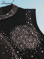 Znaiml Sexy Nightclub One Piece Outfit Romper Playsuit Women Birthday Diamonds Rhinestones Mesh Streamer Side Irregular Jumpsuit - Image 6