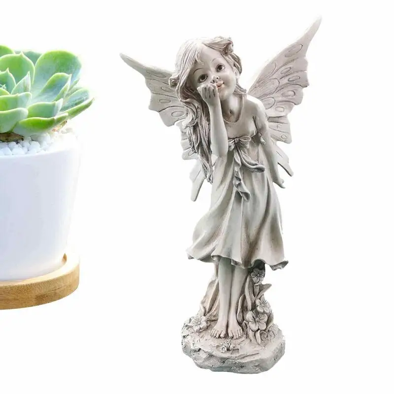 

Resin Garden Fairy Statue Craft Gnome Garden Decoration Fairy Wings Figurine Garden Ornament Accessories Elves Desk Decor Gift