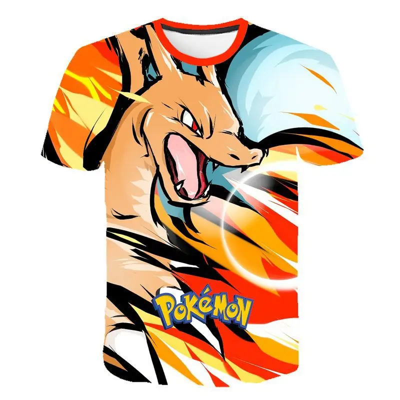 

Pokemon Pikachu Charizard 3D Summer Fashion Cartoon T-shirt Anime Pokémon Hip-Hop Casual Children Short Sleeves Boys And Girls