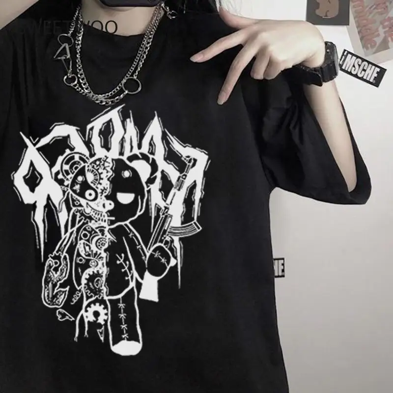 

Kawaii Women T-Shirt Print Korean Style Dropshipping Short Sleeve Summer T Shirt Y2K Cotton Punk Gothic Clothes Tops