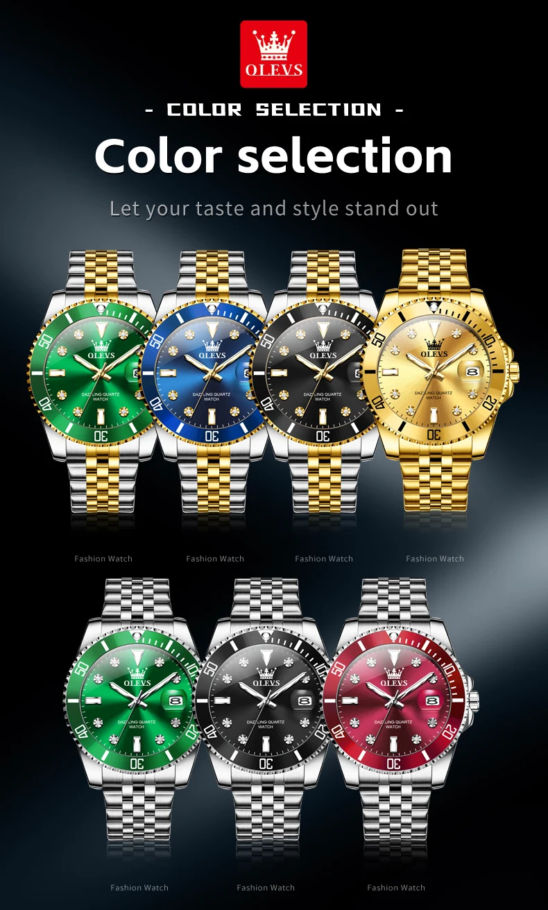Luxury Mens Analog Quartz Watch - Submarine Series with One-Way Bezel
