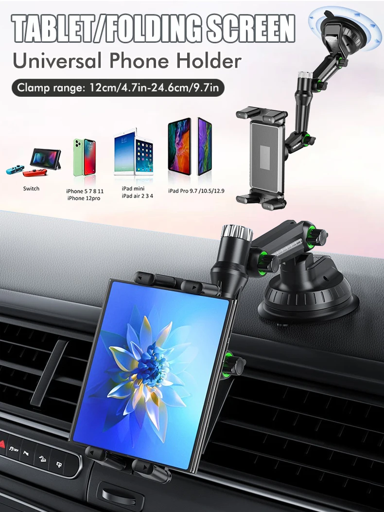 2025 neue heiße Armaturenbrett-Tablet-Halterung für Auto-Saugnapf-Autohalterung mit für alle 7"-15" Pad-Tablets und 4" - 7" gerade Panel-Telefone – Detail 1