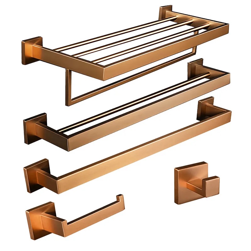 BrushedRoseGoldBathroomHardwareSquareBathAccessoriesToilet