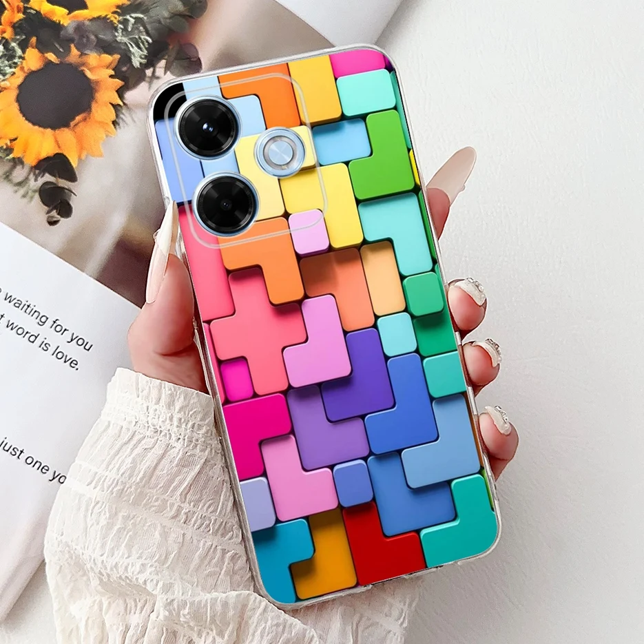 Luxury Painted Clear Silicone Phone Case - Soft Shell Cover for Xiaomi Redmi 13 Series