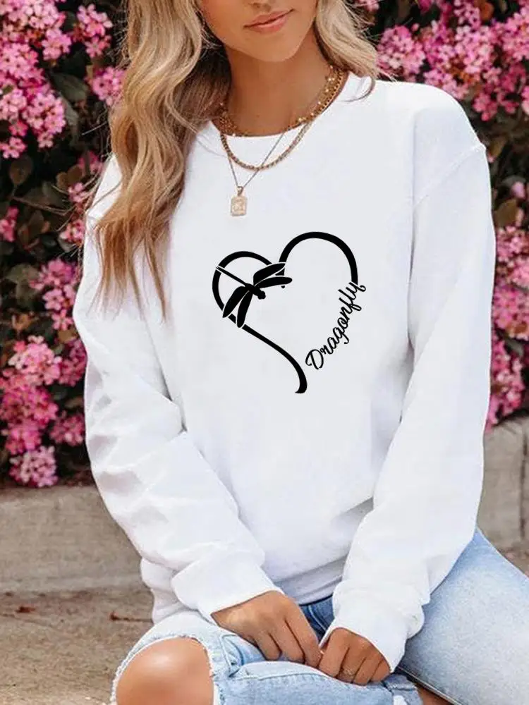 

Dragonfly Trend 90s Lovely Clothing Women Print Fleece Pullovers Lady Long Sleeve Winter Fashion Casual Graphic Sweatshirts