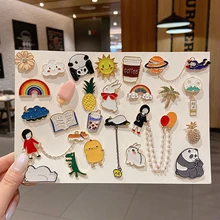  20/30/40/50pcs Badges Personalized Cute INS Tide Pins Badge Brooches Cartoon Clothes Bag Small Jewelry Set Sewing Accessories 