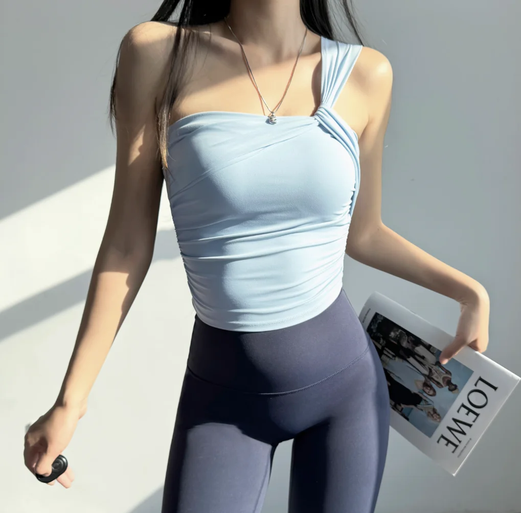 OATTIS Soutien-Gorge De Yoga Intégré Asymétrique Épaules Dénudées – Soutien Antichoc Élastique Pour Course à Pied, Fitness Et Gym – Confort Optimal Femme