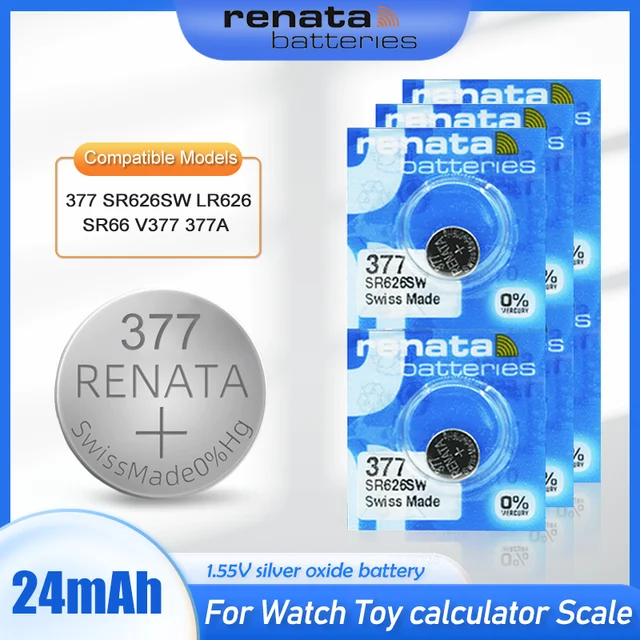 Batterie en oxyde d'argent pour montre, 20 pièces, 100%, Renata 377, SR626SW,  AG4, LR626, 1.55V, SR66, V377 - AliExpress