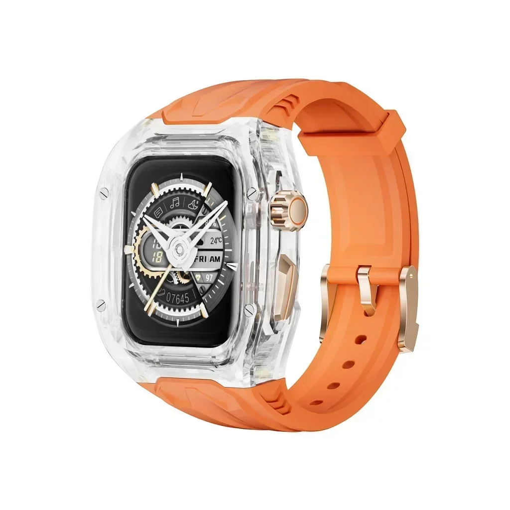 Luxury Transparent Case with Rubber Band & Cover