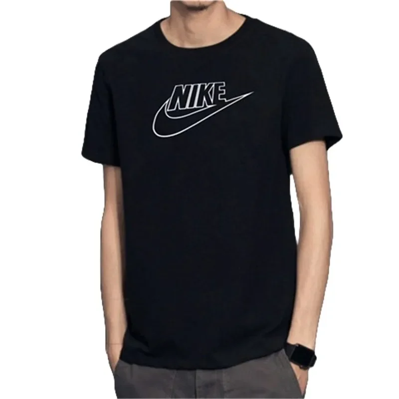 Nike 2025 Black Sport Men Women T-shirts Spring Summer Short Sleeve Oversize Loose Unisex Casual Tops Sportswear