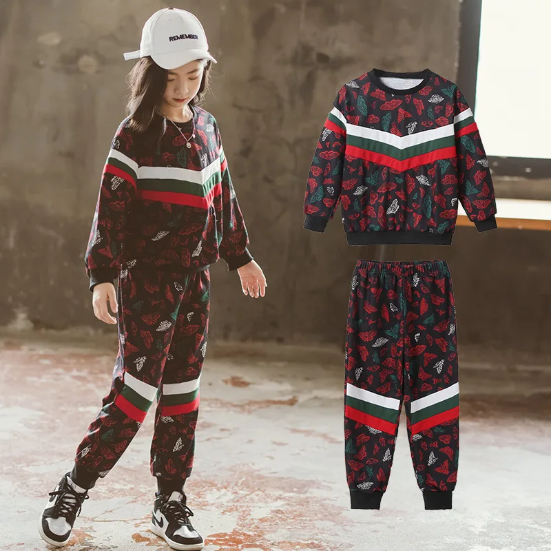 

2023 Korean Spring Autumn Children 2-Piece Sets Junior Girl Pullover Top Teenager Girl Trousers Sports Pants Girls Sports Suit