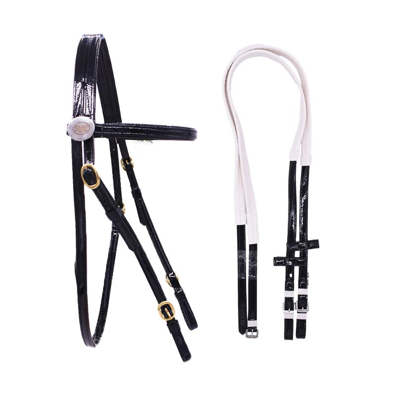 Padded rading Leather Bridle for Horses with EU Inspired Buckle Includes Web Reins with Hand Stops Leather Hors