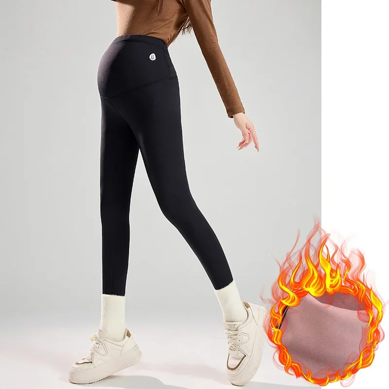 Maternity Shark Legging Velvet Winter Thicken Warm Seamless Nylon Belly Yoga Pants Clothes for Pregnant Women Autumn Pregnancy