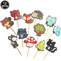 Woodland Animal Cupcake and Cake Topper Set - Hedgehog Swing Decor for Baby Shower or Birthday Party (Beige)